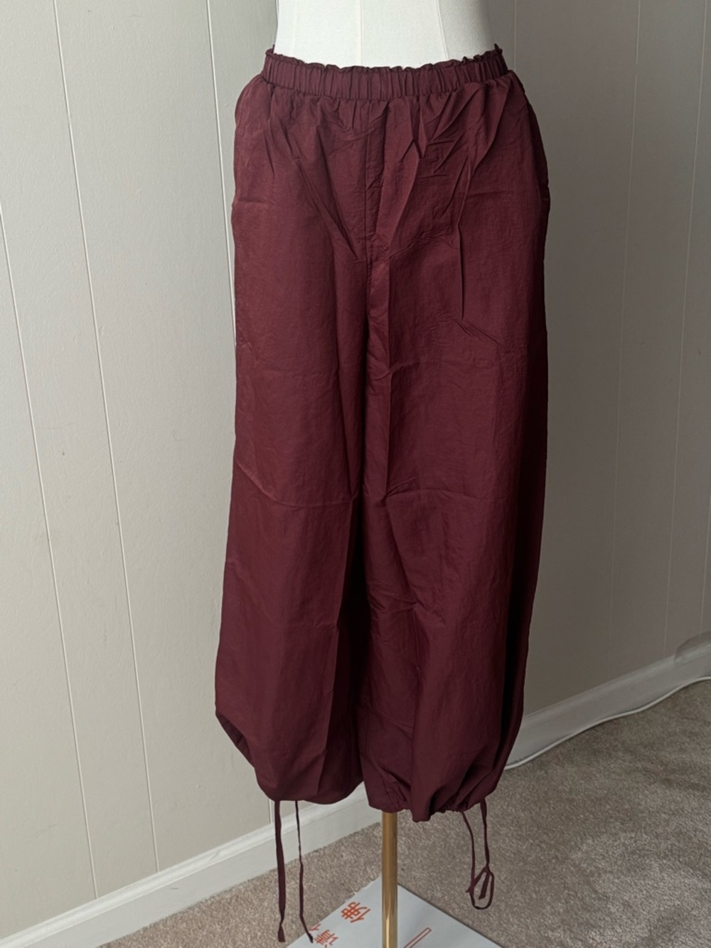 Urban Outfitters parachute Maroon Drawstring Hem Joggers